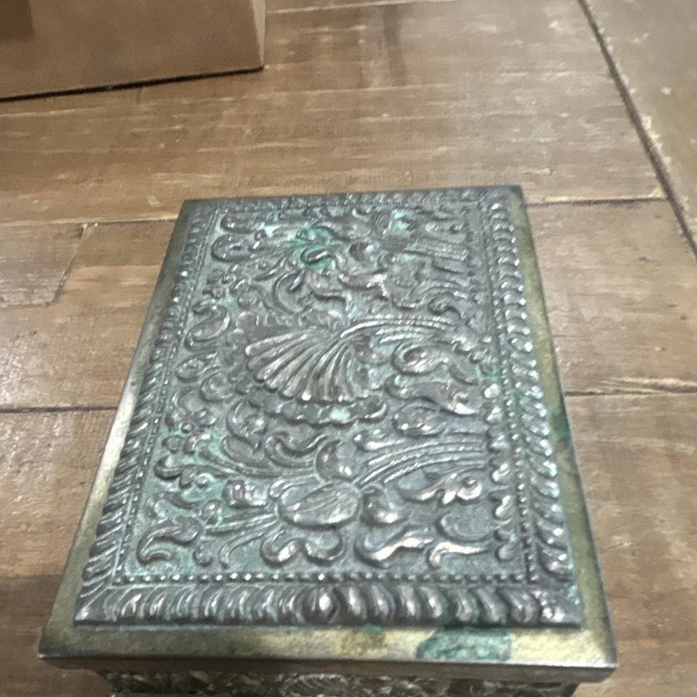 Antique Yogya 800 Silver Box Moeljodihardjo Java Wood Lined Cigar Cigarette Desk